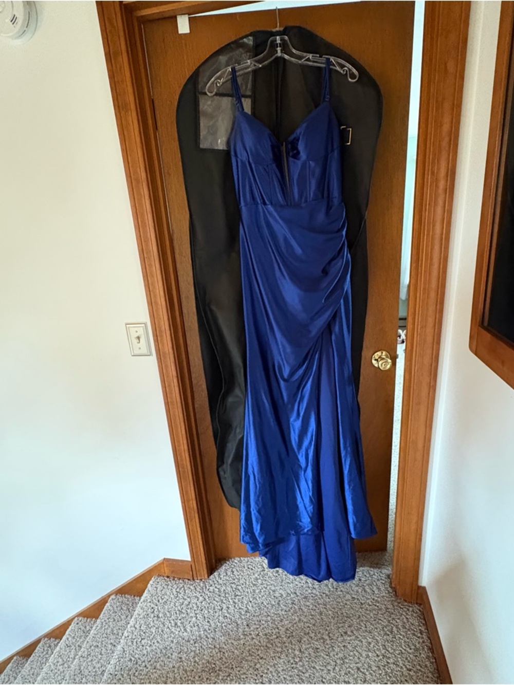 Elegant Royal Blue Satin Evening Gown